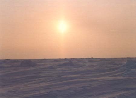 Arctic Sun low over ice
